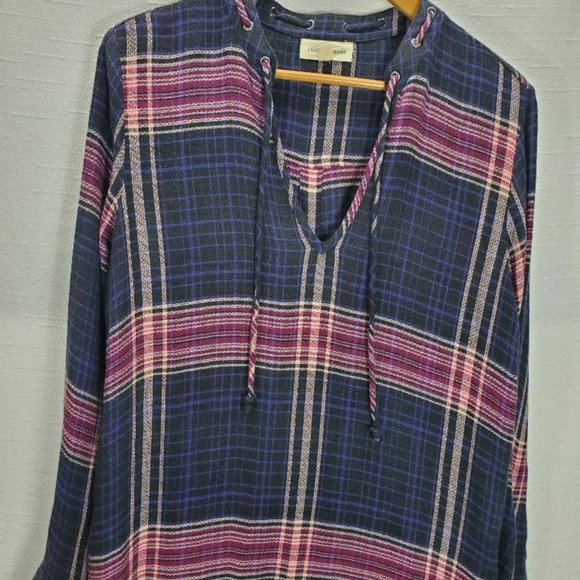 Cloth and Stone Anthropologie Dress Womens M Versify Plaid Tunic Shirt Dress - Picture 2 of 12